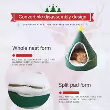 Christmas Tree Cat Bed – Warm Winter Pet Bed for Cats and Dogs | Soft Christmas Pet Litter House