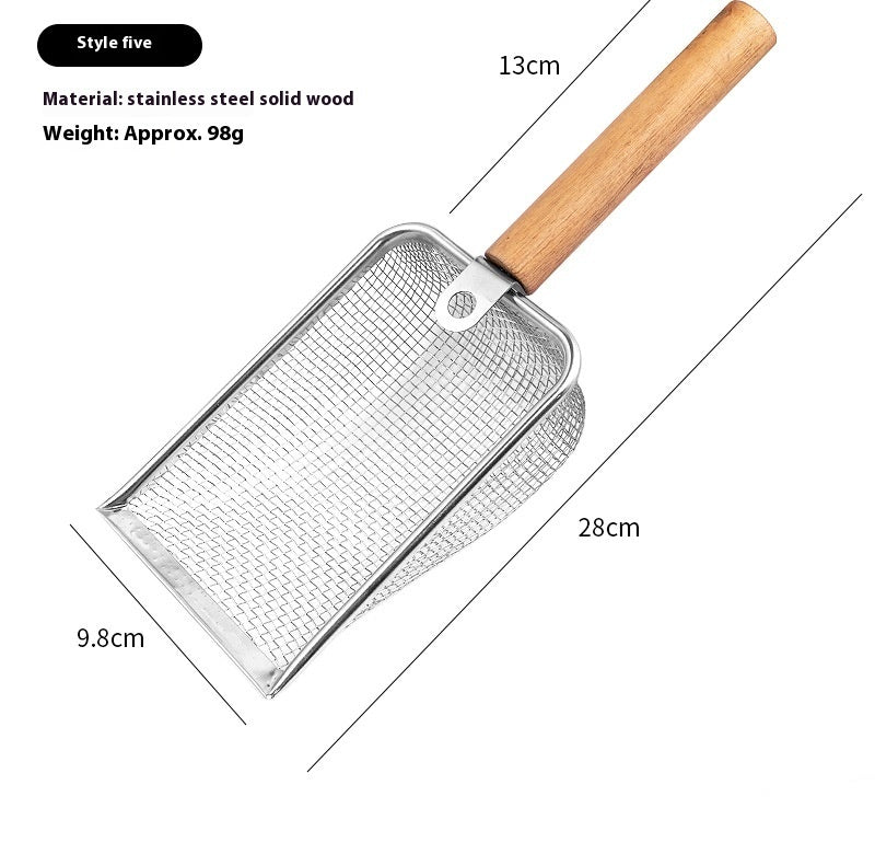 Lightweight stainless steel pet litter scoop