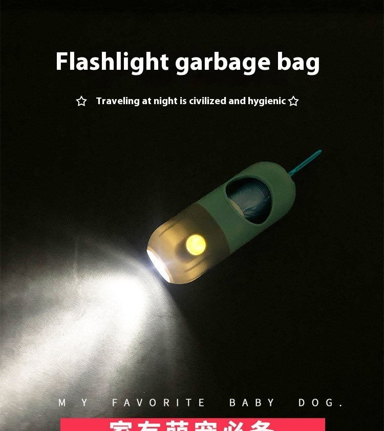 LED Light Pet Waste Bag Dispenser – Leakproof Poop Bag Holder for Dogs & Cats, Portable Travel Garbage Bag Container