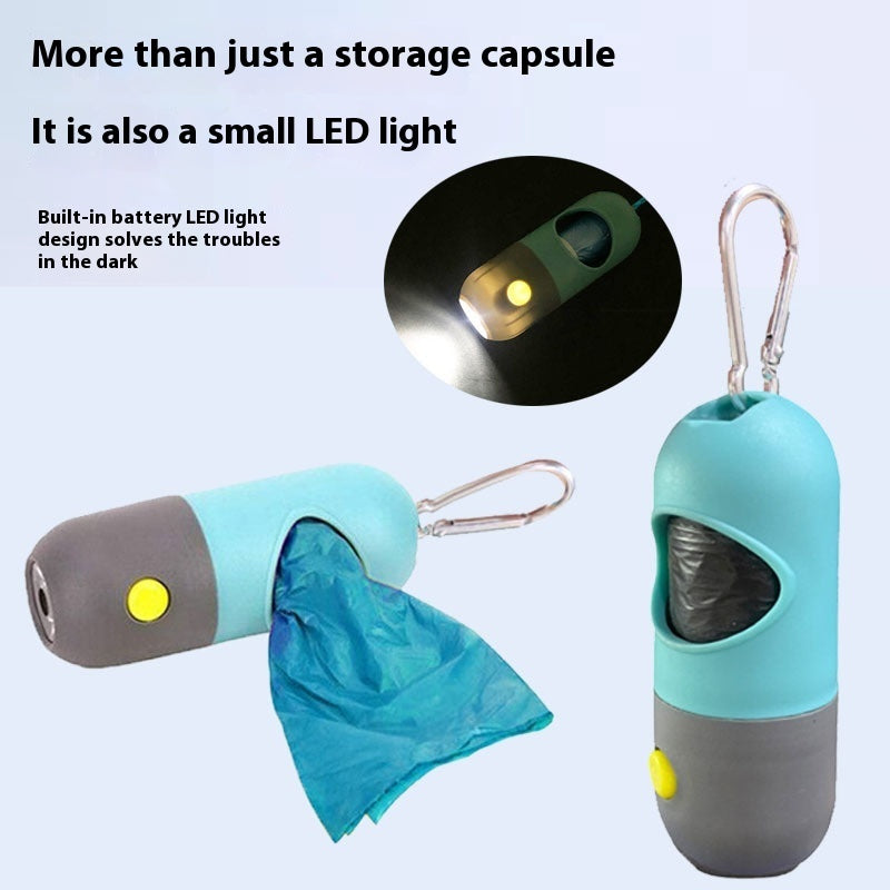LED Light Pet Waste Bag Dispenser – Leakproof Poop Bag Holder for Dogs & Cats, Portable Travel Garbage Bag Container