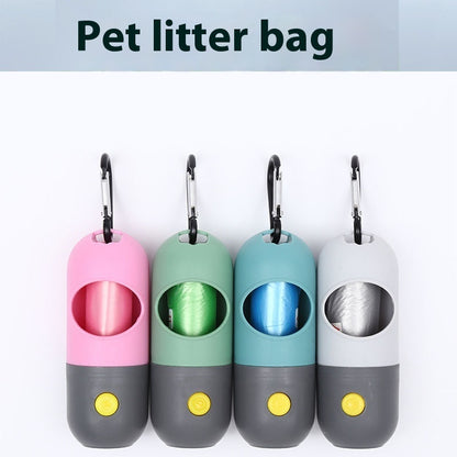 LED Light Pet Waste Bag Dispenser – Leakproof Poop Bag Holder for Dogs & Cats, Portable Travel Garbage Bag Container