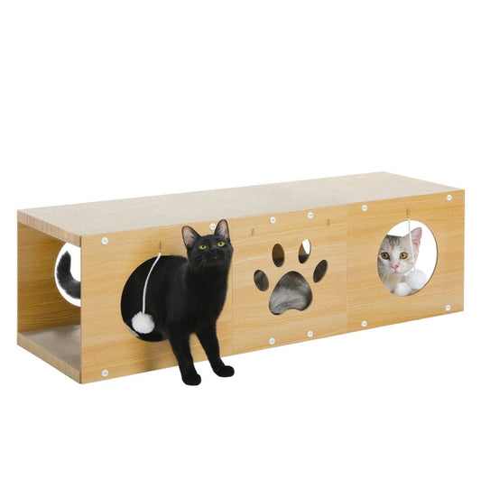 Cat Scratcher Tunnel Cardboard Toy – Interactive Hideaway & Playhouse for Cats