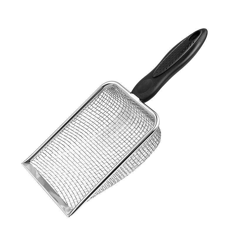 Heavy-duty stainless steel cat litter shovel