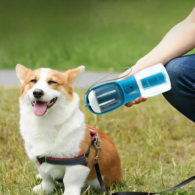 Outdoor dog hydration and feeding bottle