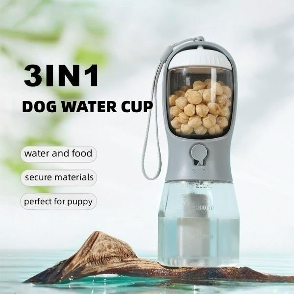 Portable 3-in-1 dog travel water cup