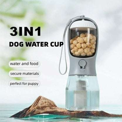 Portable 3-in-1 dog travel water cup