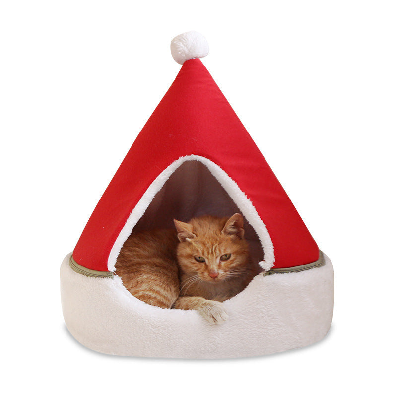 Red Santa Hat Cat Bed
