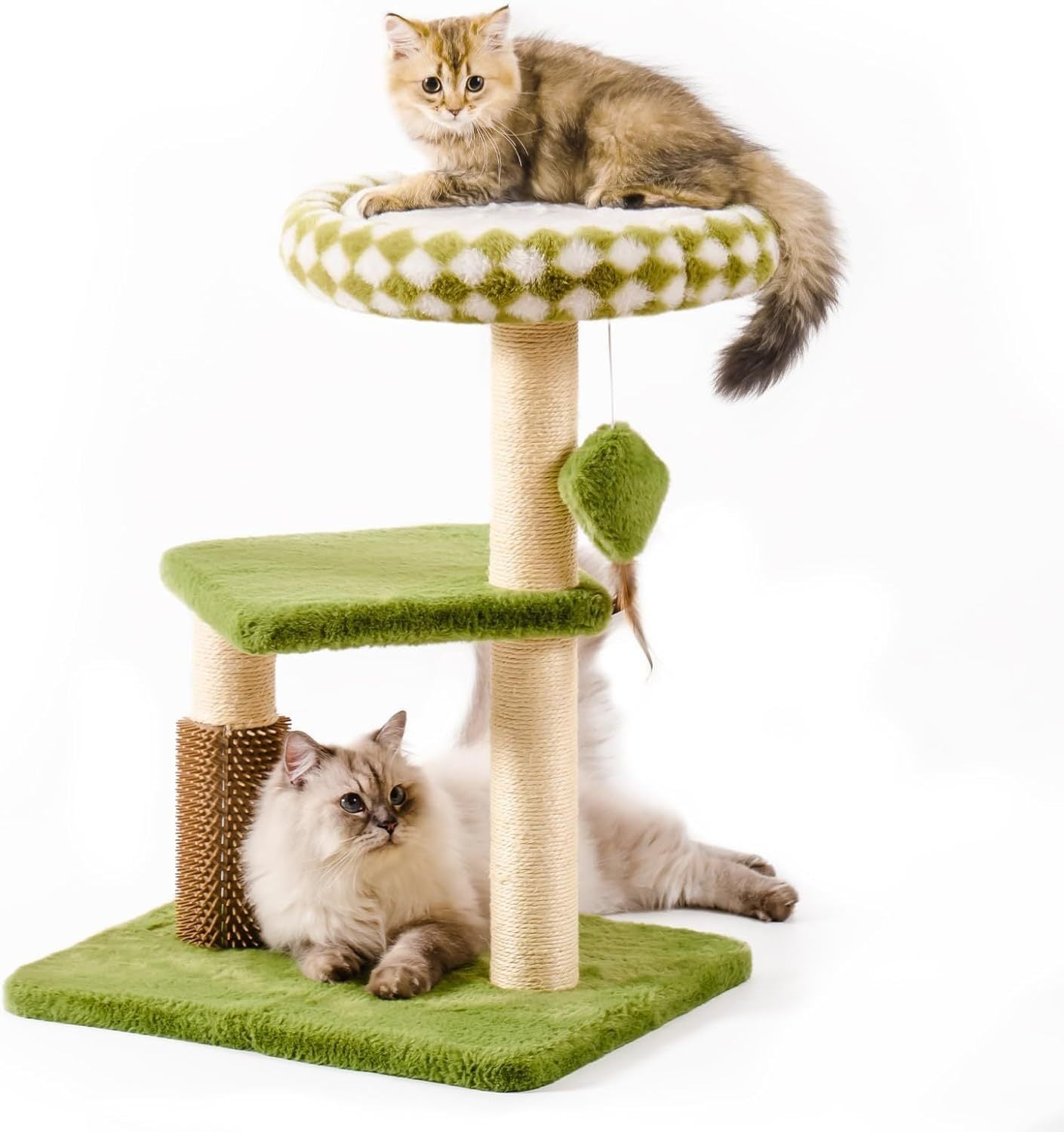 Scratching Post Cat Tree – Space-Saving Cat Tower with Bed & Groomer