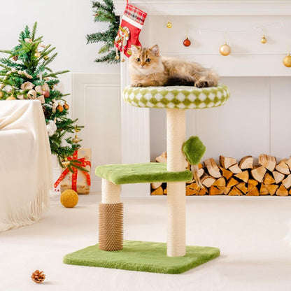 Scratching Post Cat Tree – Space-Saving Cat Tower with Bed & Groomer