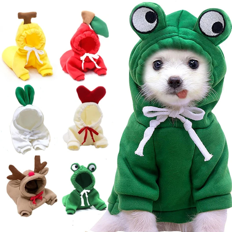 Small Dog Hoodies Funny Fruit Clothes – Warm Puppy Sweater for Autumn & Winter