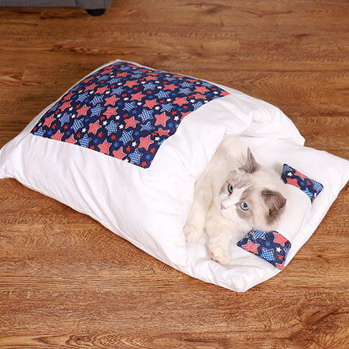 cat and dog sleeping cave