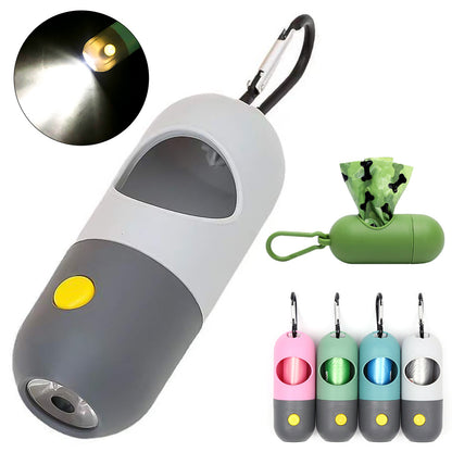 LED Light Pet Waste Bag Dispenser – Leakproof Poop Bag Holder for Dogs & Cats, Portable Travel Garbage Bag Container