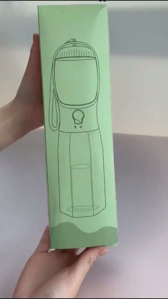 Compact dog travel bottle with waste bags